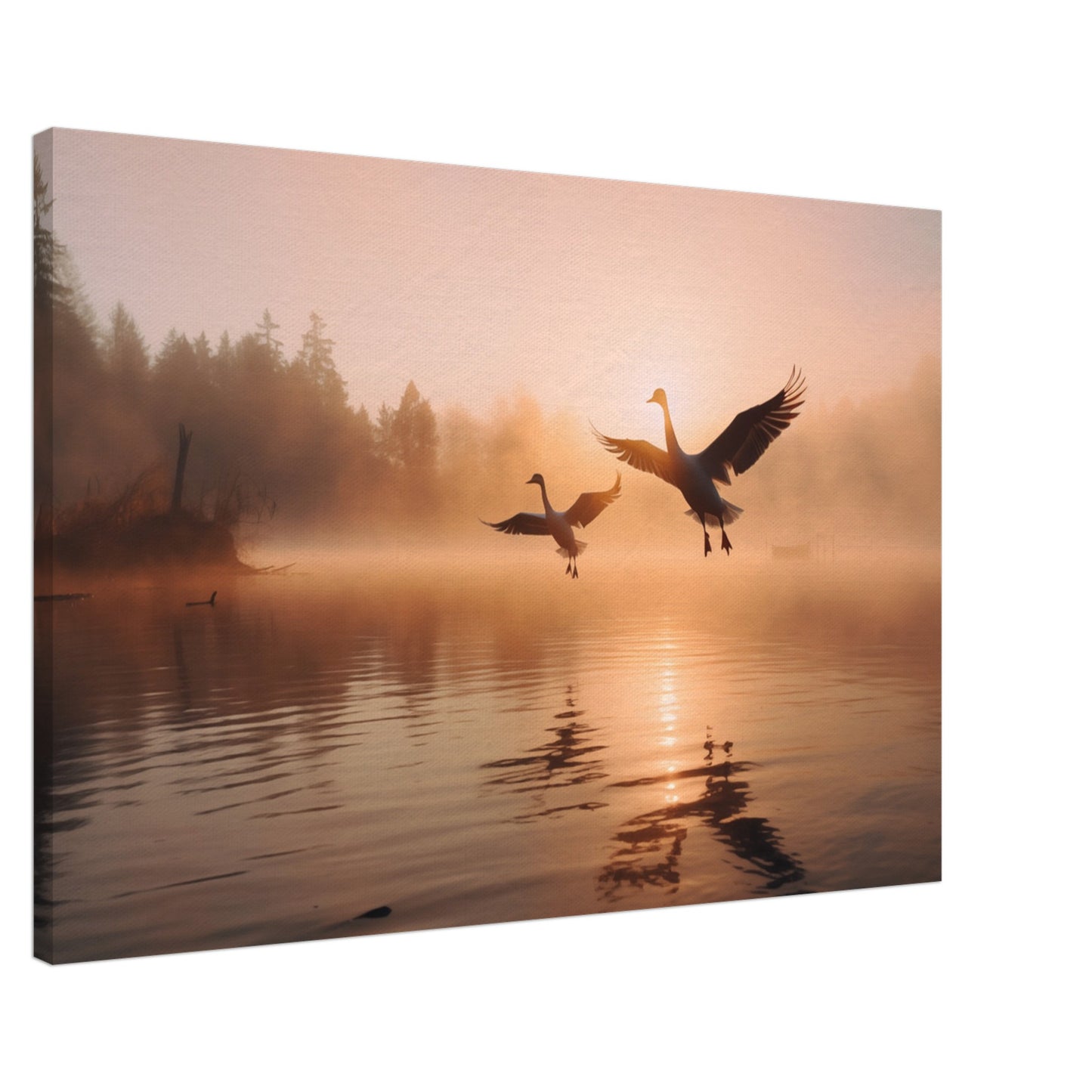 Morgendämmerung am See Leinwand 60x90 cm - Pixara