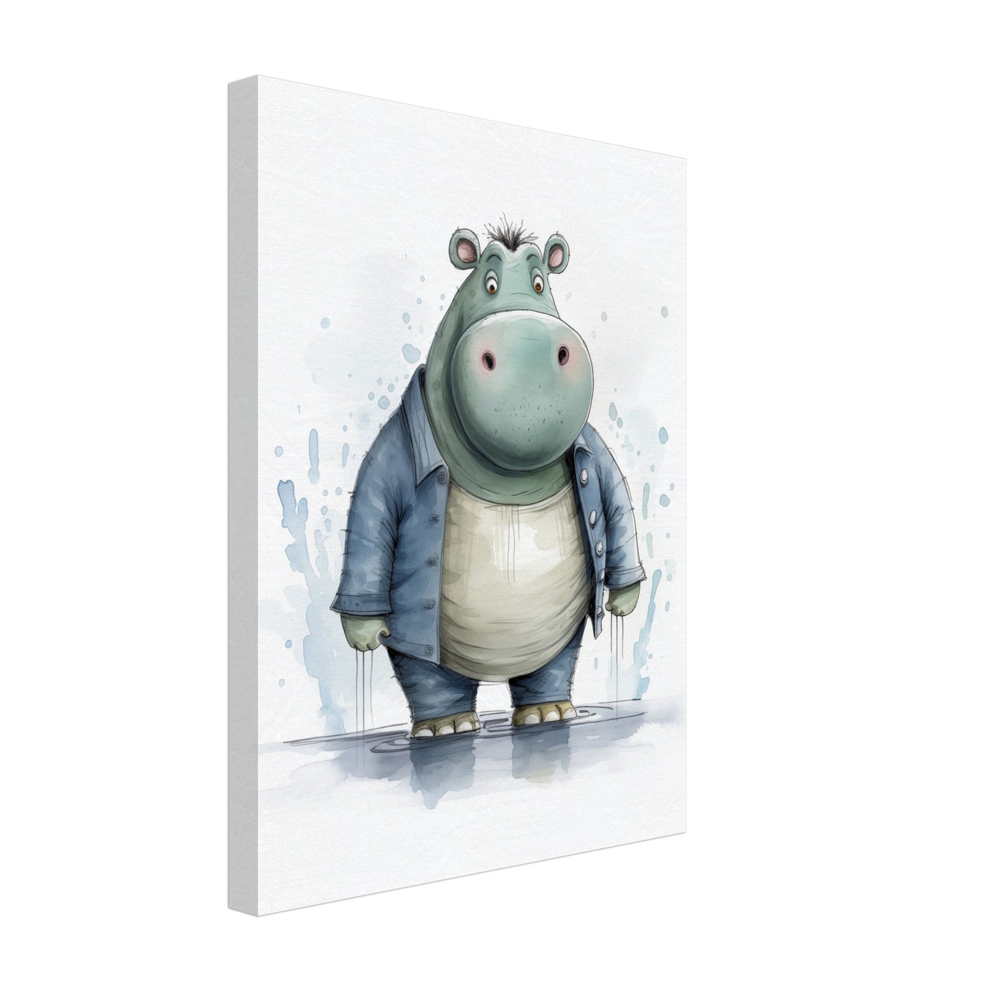 Nilpferd "Bernd" Leinwand 30x40 cm - Pixara