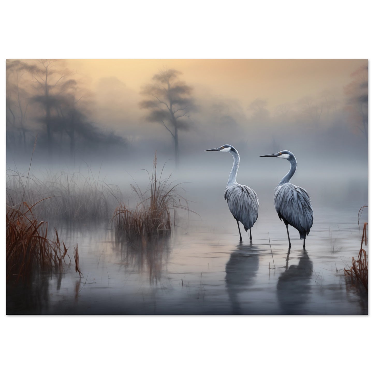 Morgendämmerung der Kraniche Poster A4 21x29.7 cm - Pixara