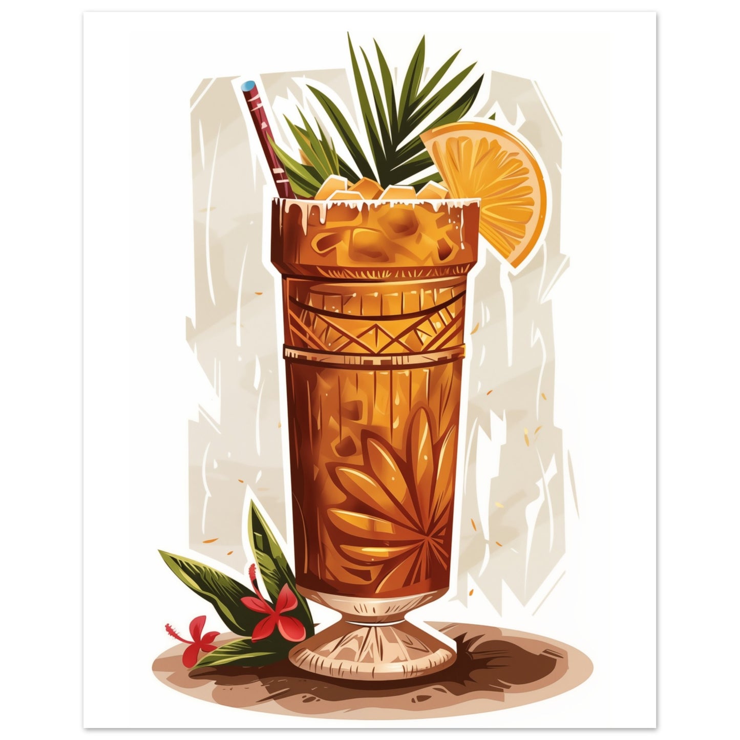Tropischer Tiki-Cocktail 40x50 cm - Pixara