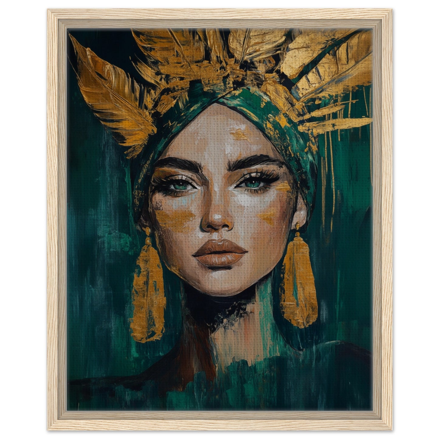 Goldene Stärke | Gerahmte Leinwand Holzrahmen 40x50 cm - Pixara