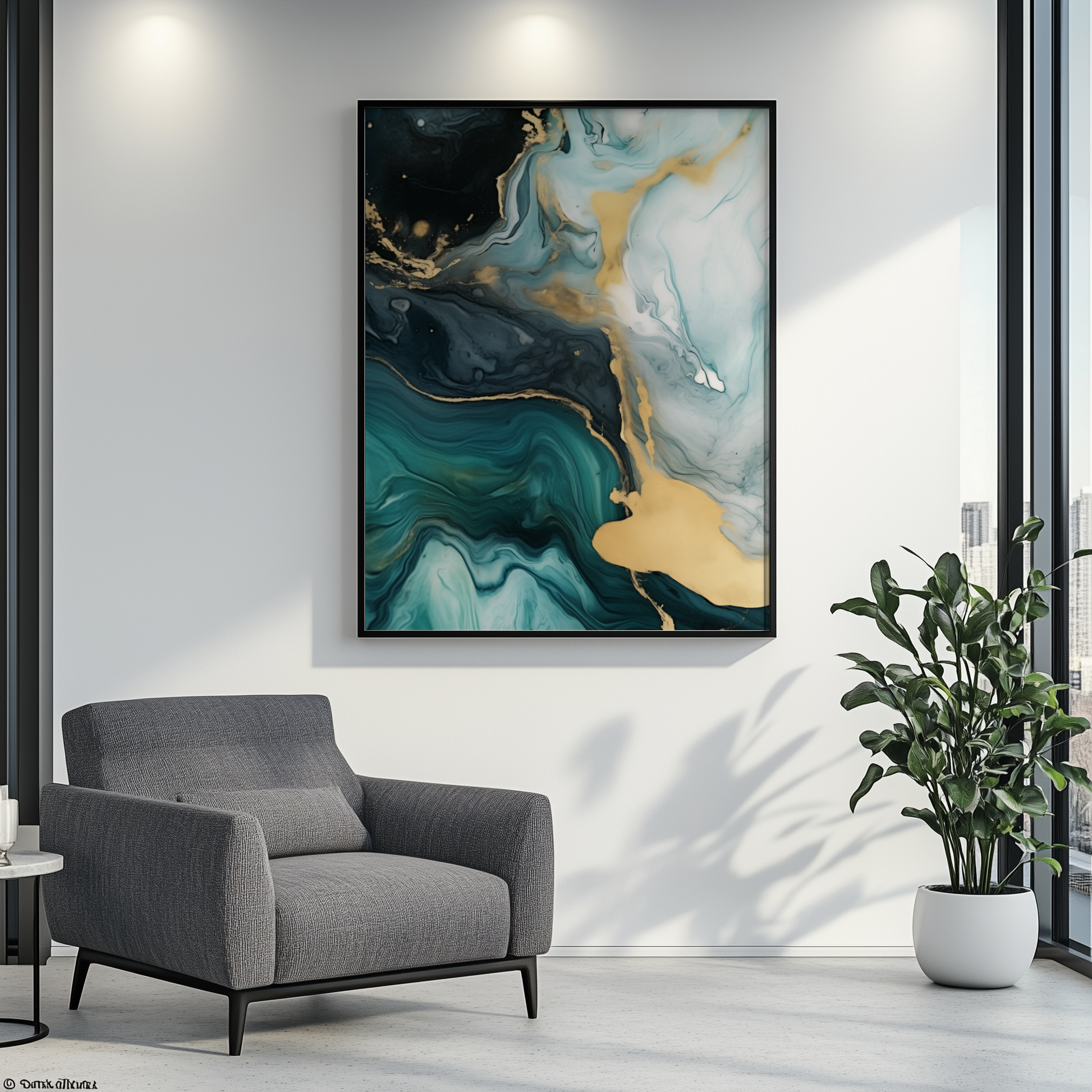 Azure Gold Swirl - Pixara