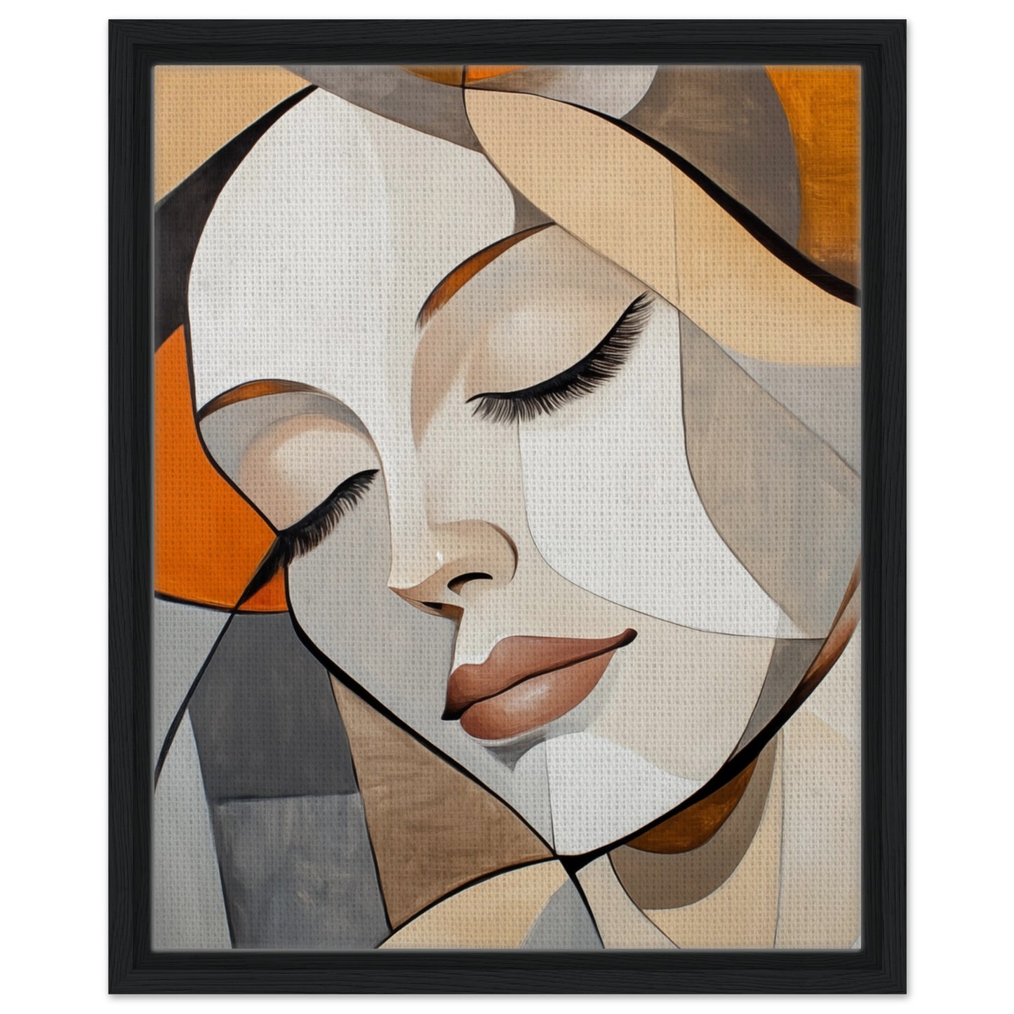 Kubistische Harmonie | Gerahmte Leinwand Schwarzer Rahmen 40x50 cm - Pixara