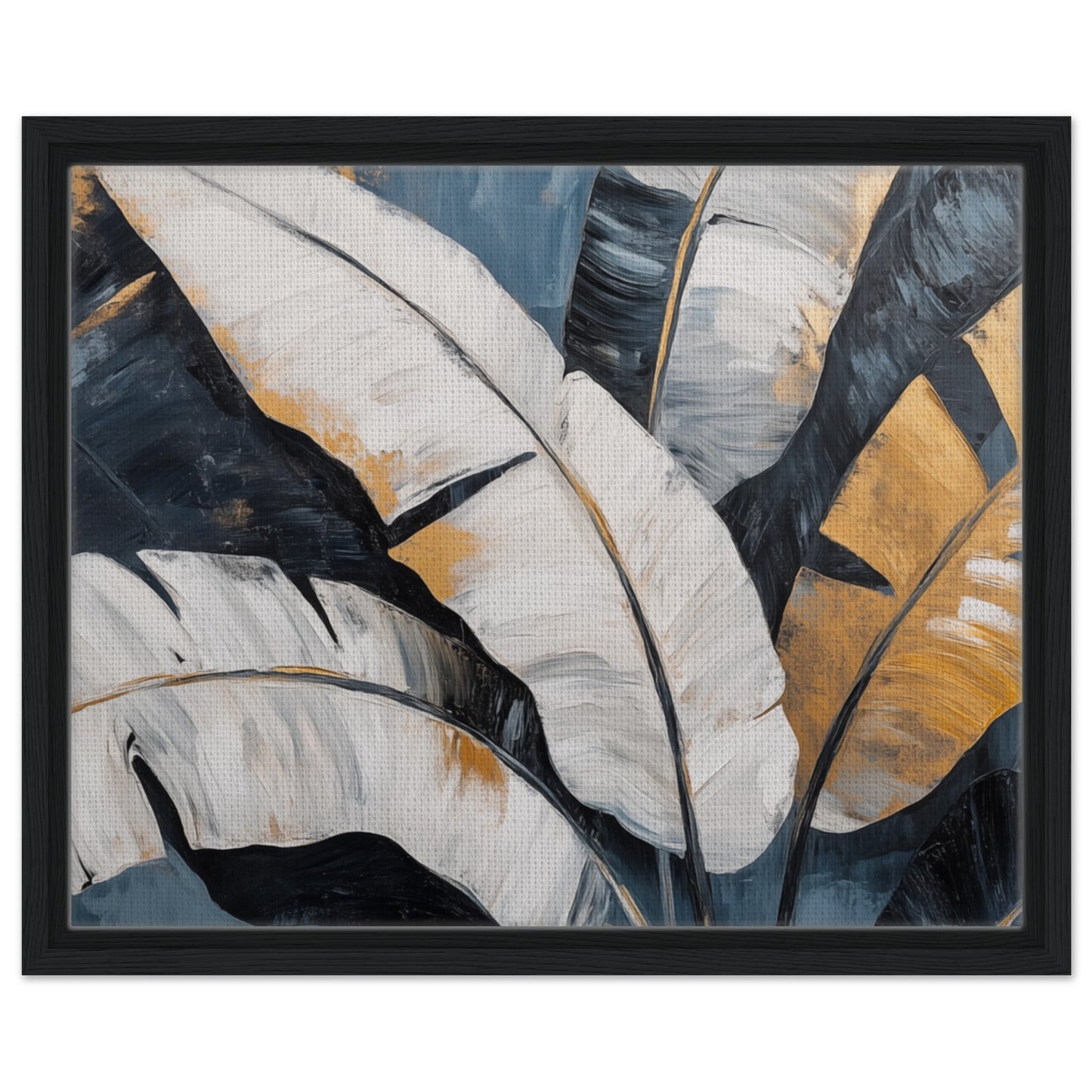 Banana Leaf Eleganz | Gerahmte Leinwand Schwarzer Rahmen 40x50 cm - Pixara