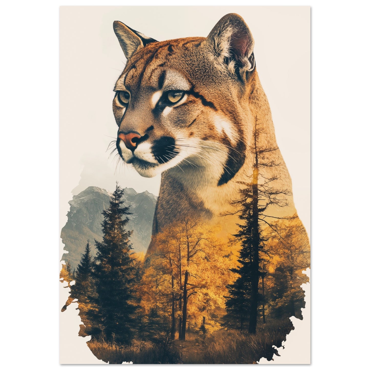 Eleganter Puma vor einer goldenen Herbstlandschaft 70x100 cm - Pixara