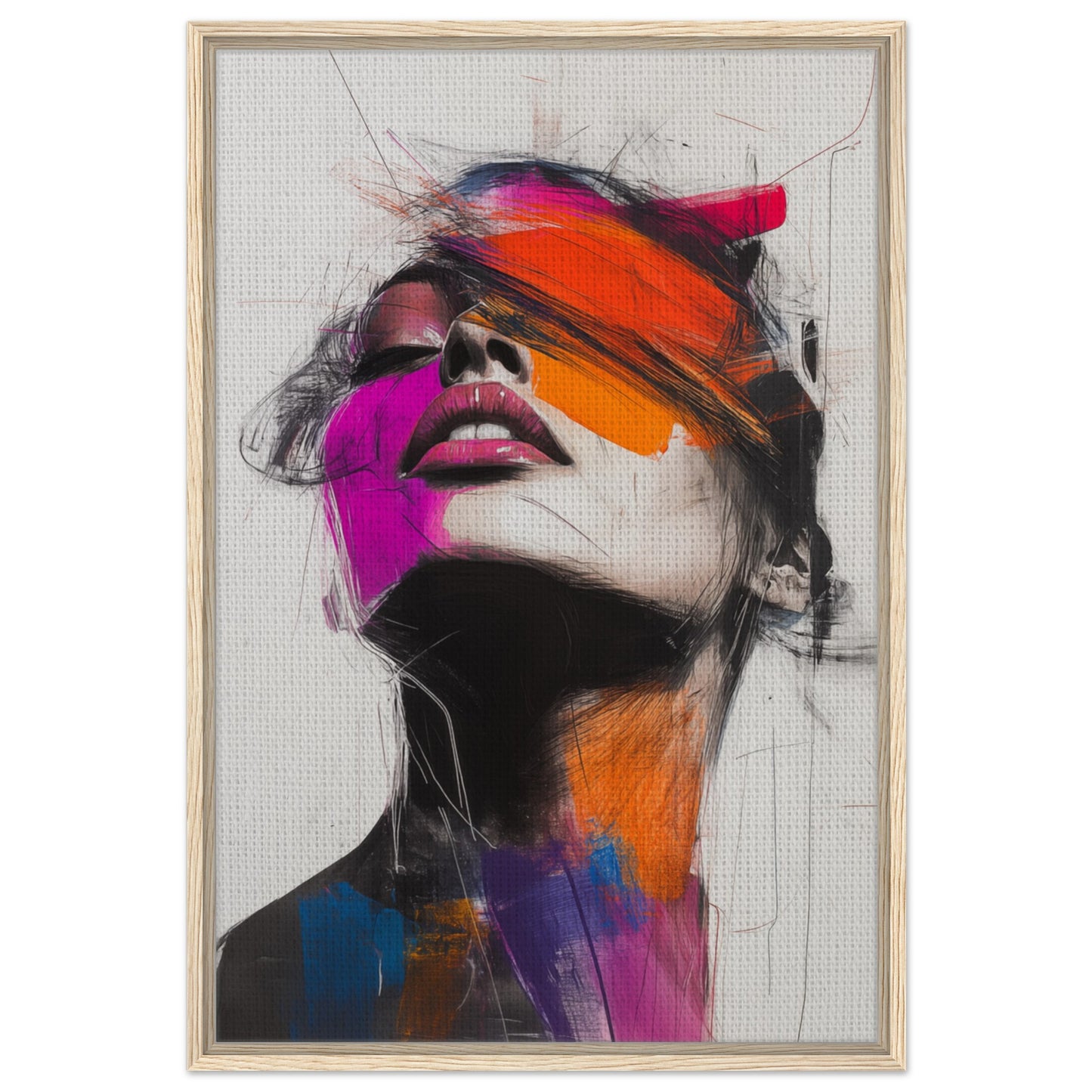 Abstrakte Farbexplosion | Gerahmte Leinwand Holzrahmen 60x90 cm - Pixara
