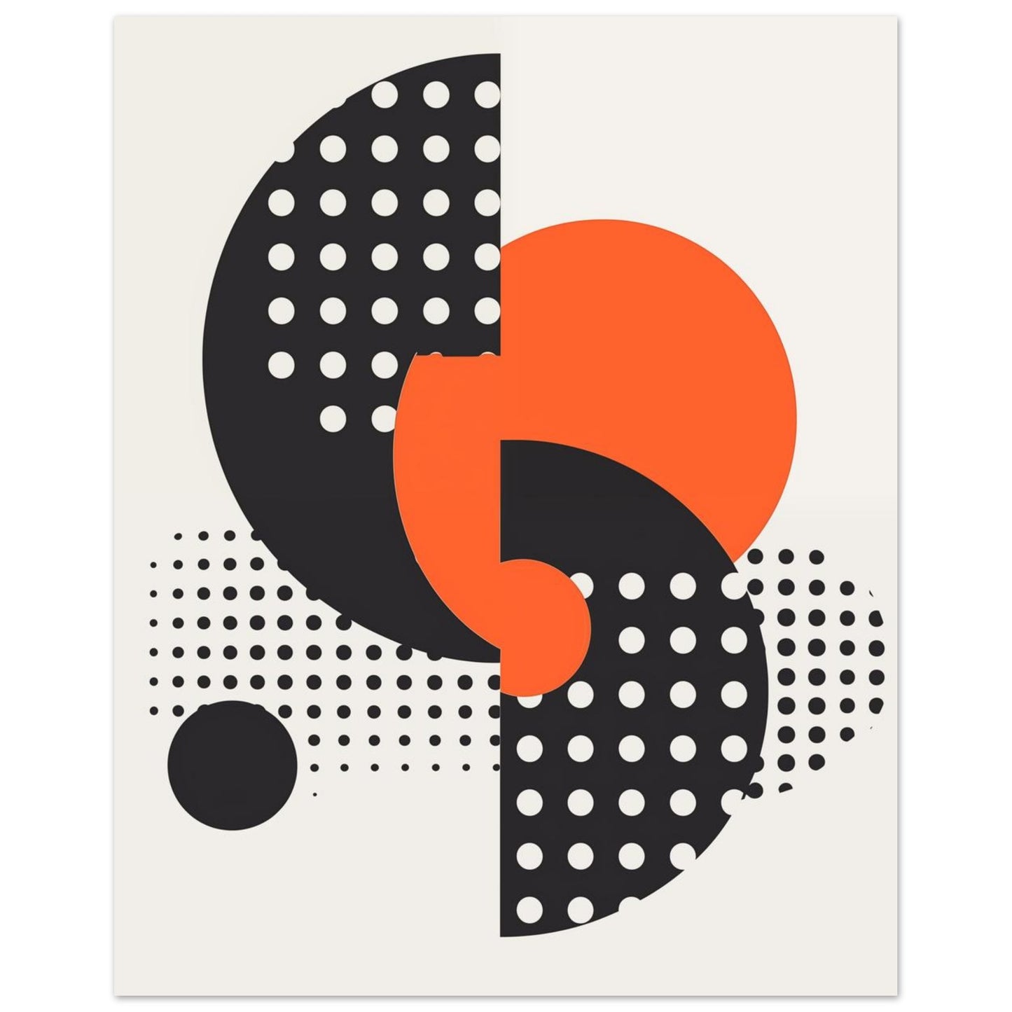Geometrisches Design mit schwarzen Punkten und orangen Kreisen 20x25 cm - Pixara