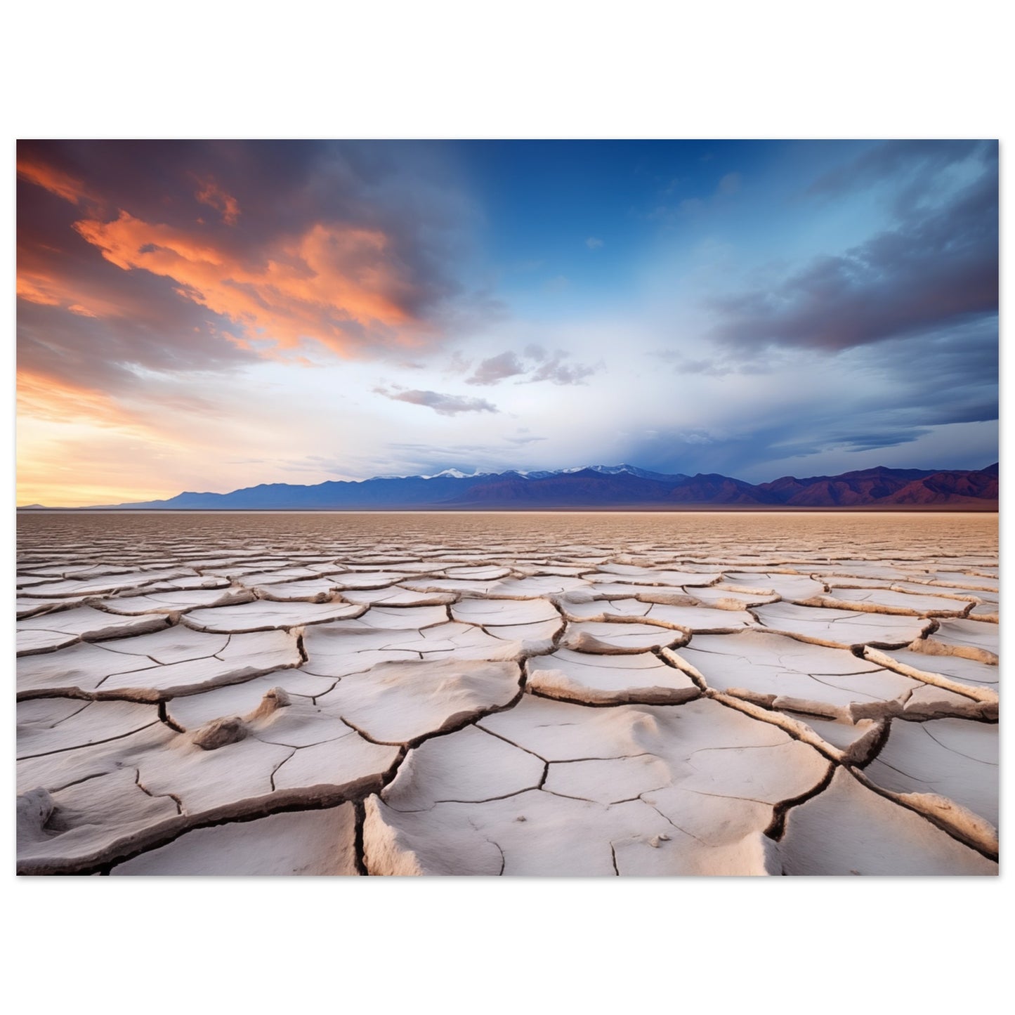 Salzfelder bei Sonnenuntergang Poster 30x40 cm - Pixara