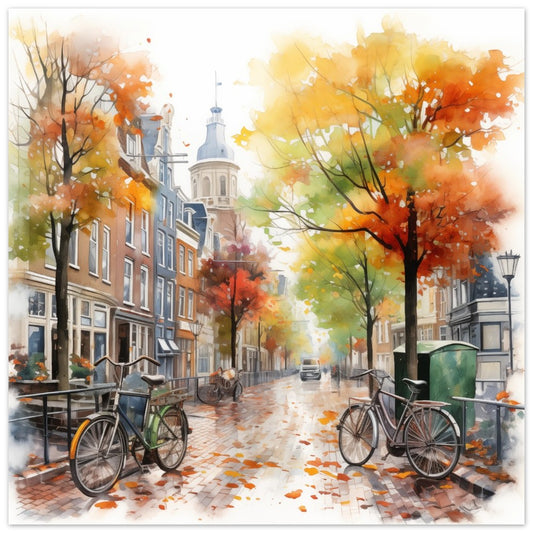 Herbstliche Fahrradallee Poster 25x25 cm - Pixara