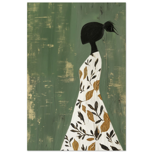 Botanical Grace – Minimalistisches Kunstwerk einer Frau 60x90 cm - Pixara
