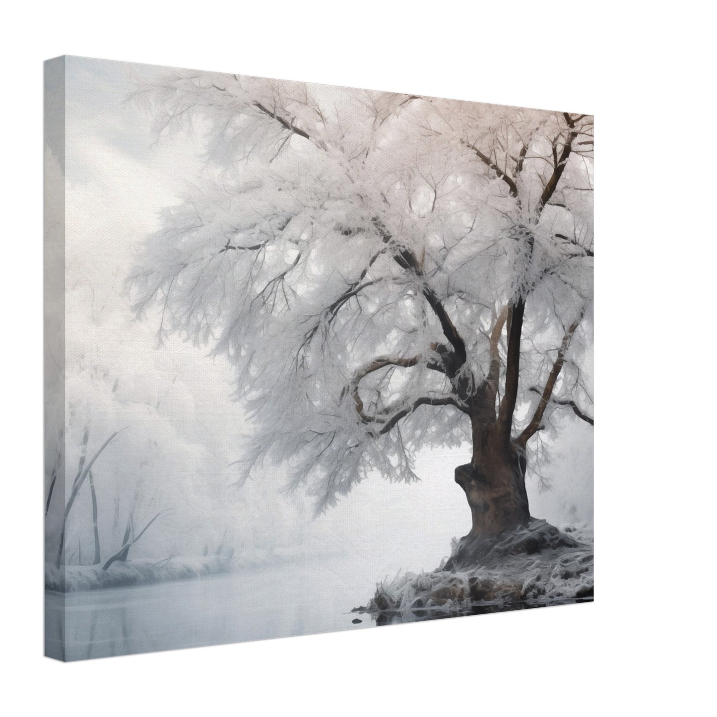 Wintertraum am See Leinwand 40x50 cm - Pixara