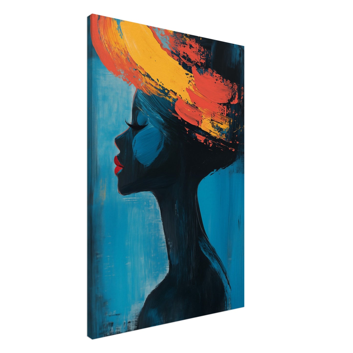 Silhouette mit lebendigen Farben Leinwand 60x90 cm - Pixara
