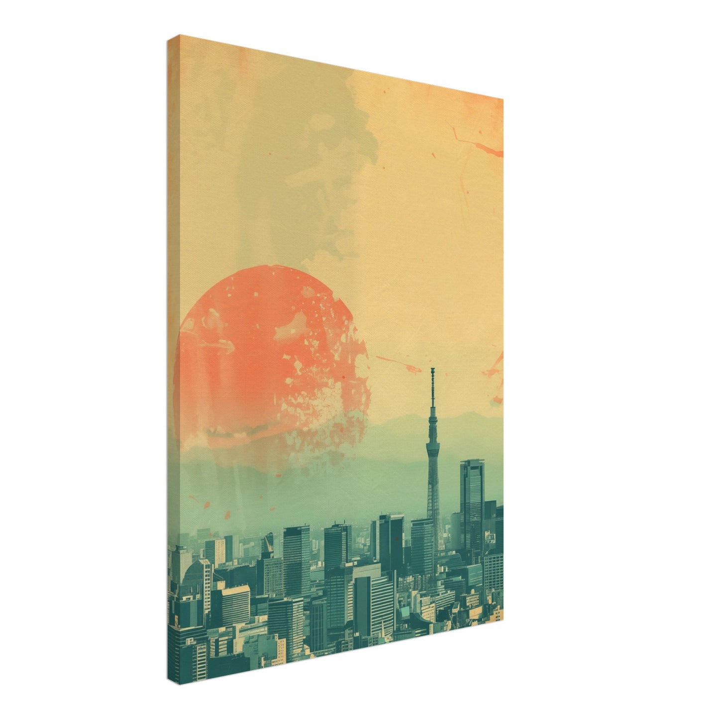 Tokyo Pastellblick Leinwand 50x70 cm - Pixara