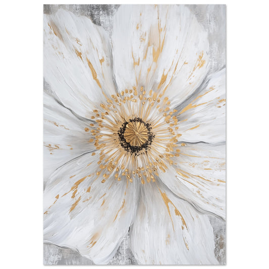 Weiße Blume mit goldenen Akzenten Poster 70x100 cm - Pixara