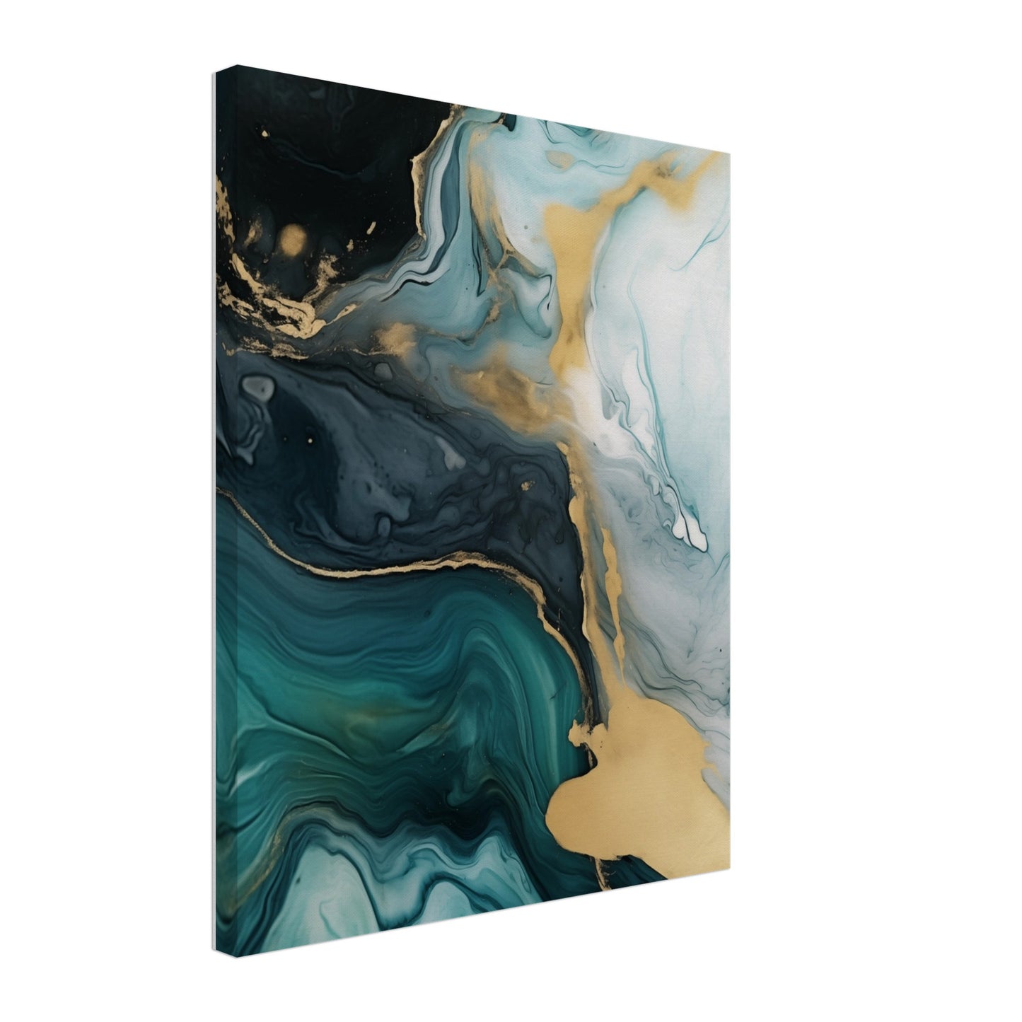 Azure Gold Swirl Leinwand 40x50 cm - Pixara