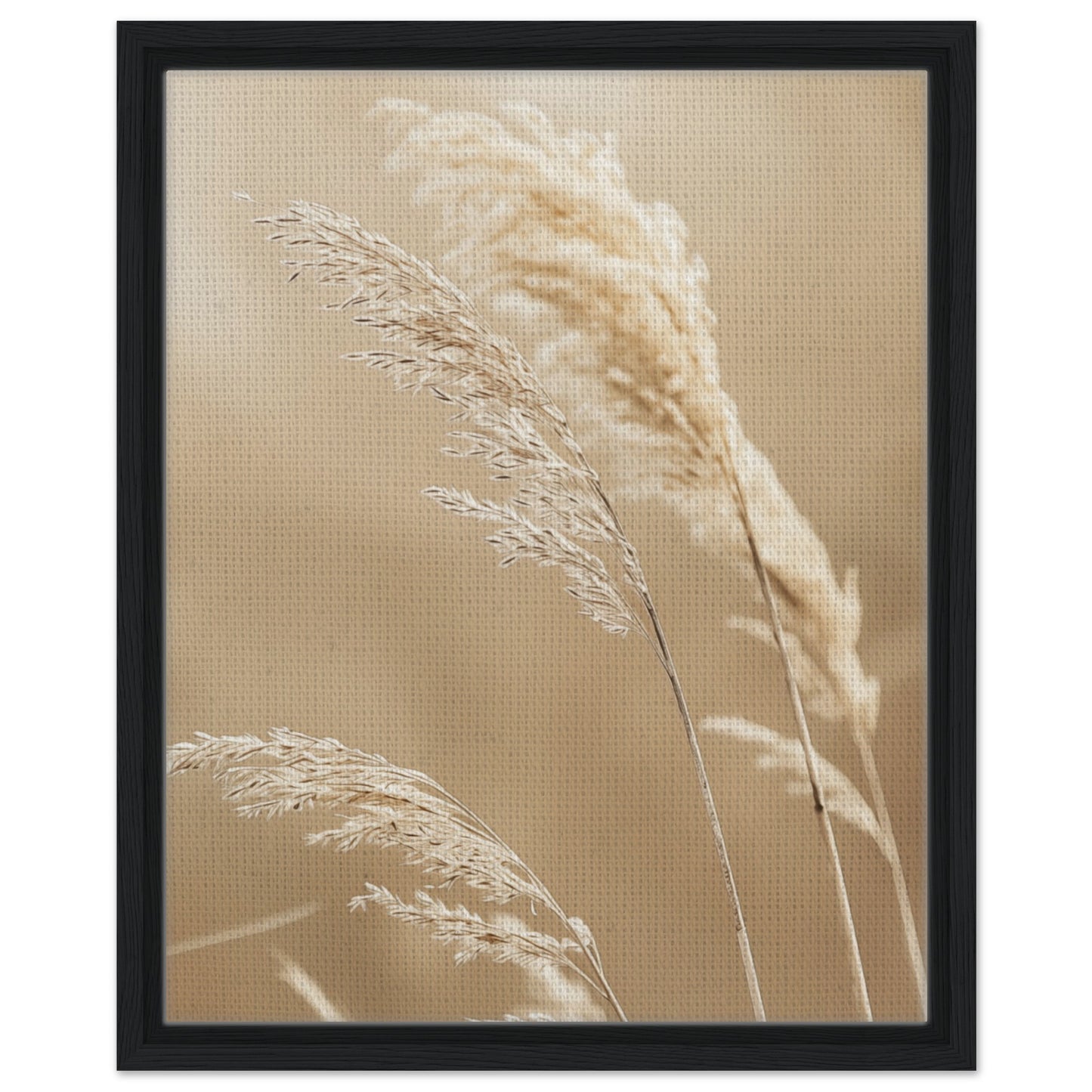 Grashalme im Wind | Gerahmte Leinwand Schwarzer Rahmen 40x50 cm - Pixara