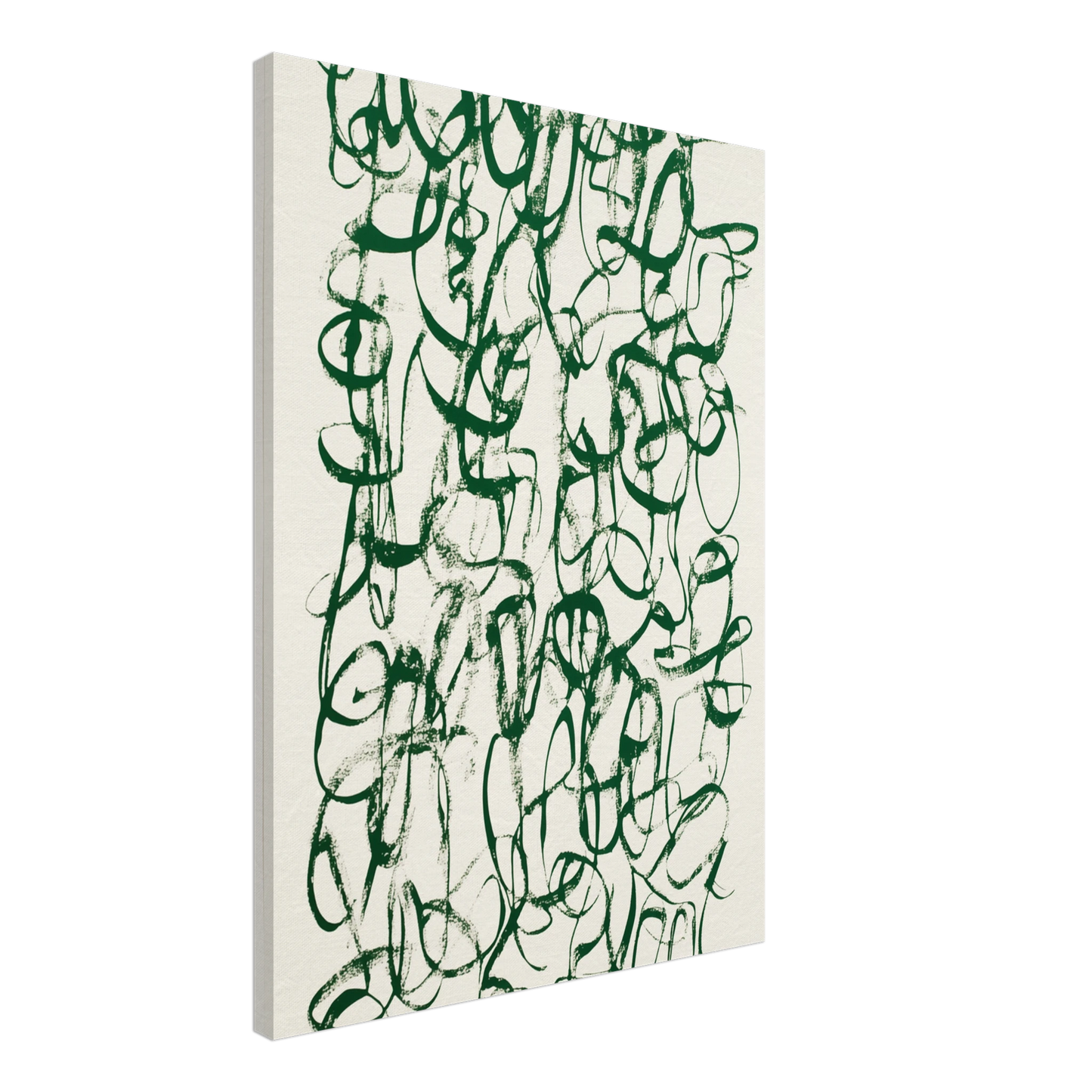 Verworrene Gedanken – Abstrakte grüne Kalligrafie Leinwand 50x70 cm - Pixara