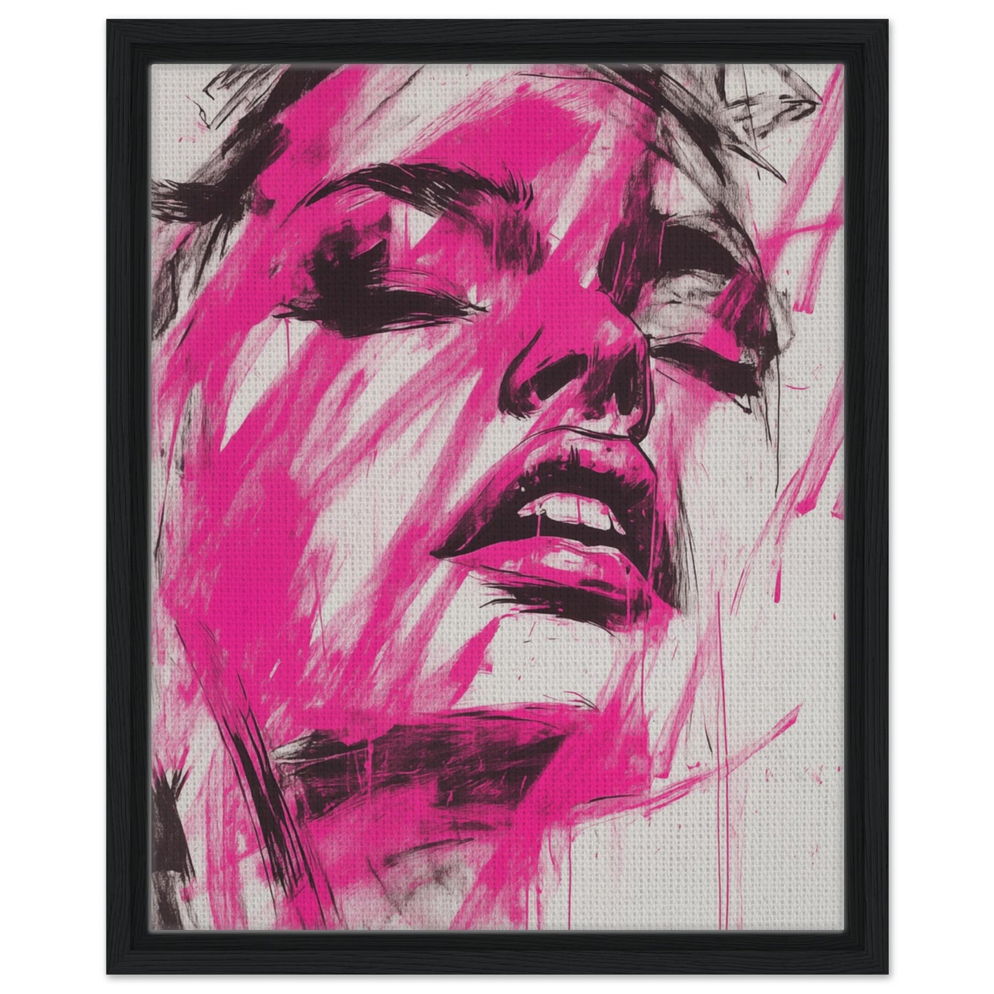 Fuchsia-Explosion | Gerahmte Leinwand Schwarzer Rahmen 40x50 cm - Pixara
