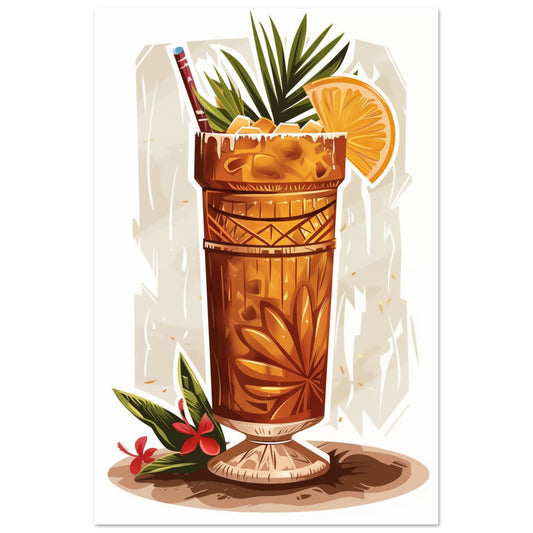 Tropischer Tiki-Cocktail 60x90 cm - Pixara