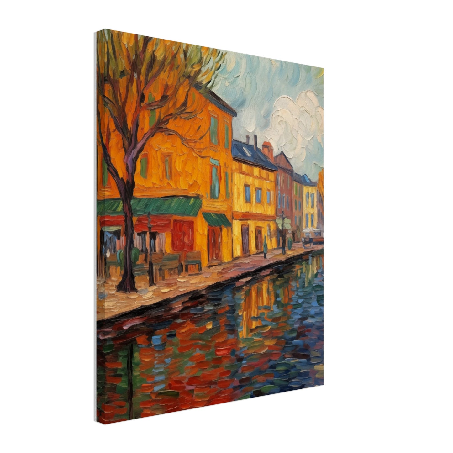 Impressionistische Stadtoase Leinwand 40x50 cm - Pixara
