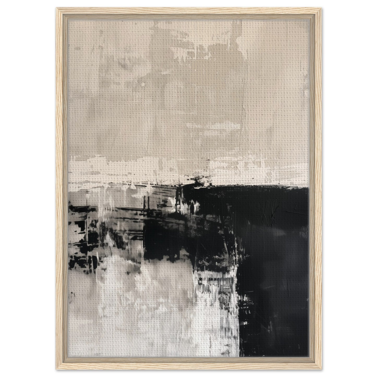 Monochrome Serenity | Gerahmte Leinwand Holzrahmen 50x70 cm - Pixara