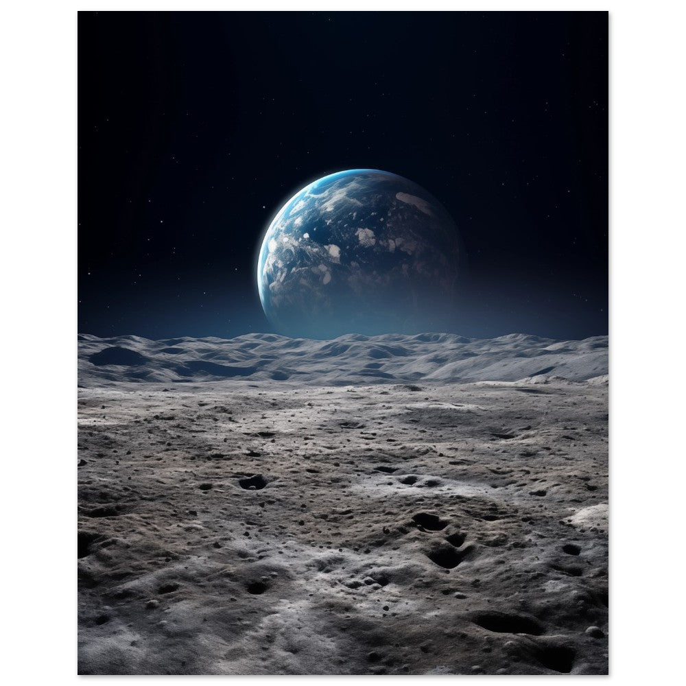 Mondlandschaft mit Erdsicht Poster 40x50 cm - Pixara