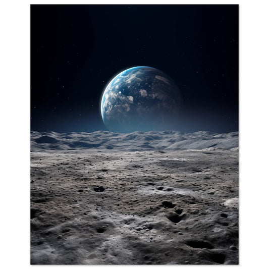 Mondlandschaft mit Erdsicht Poster 40x50 cm - Pixara