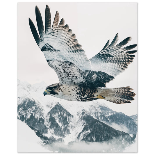 Doppelbelichtung Falke im Flug 40x50 cm - Pixara
