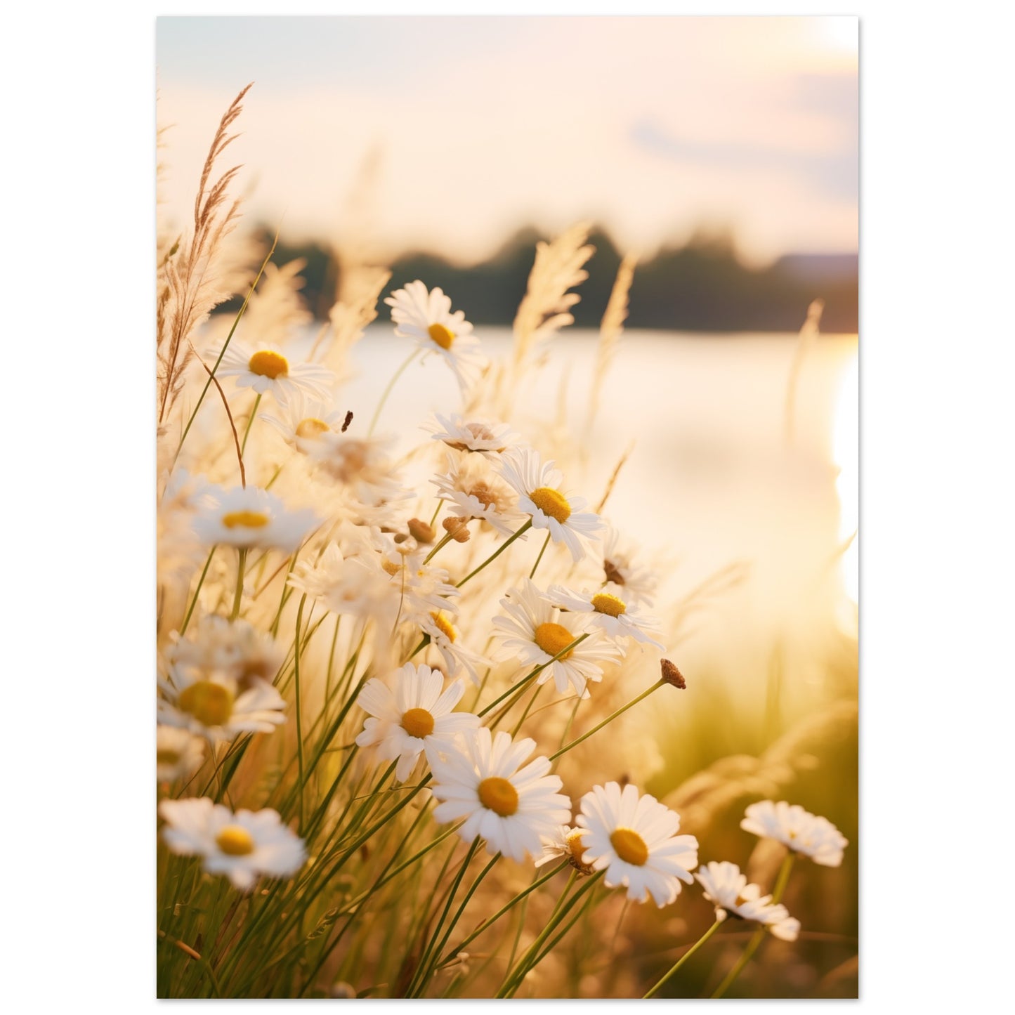 Abendsonne und Gänseblümchen Poster 50x70 cm - Pixara