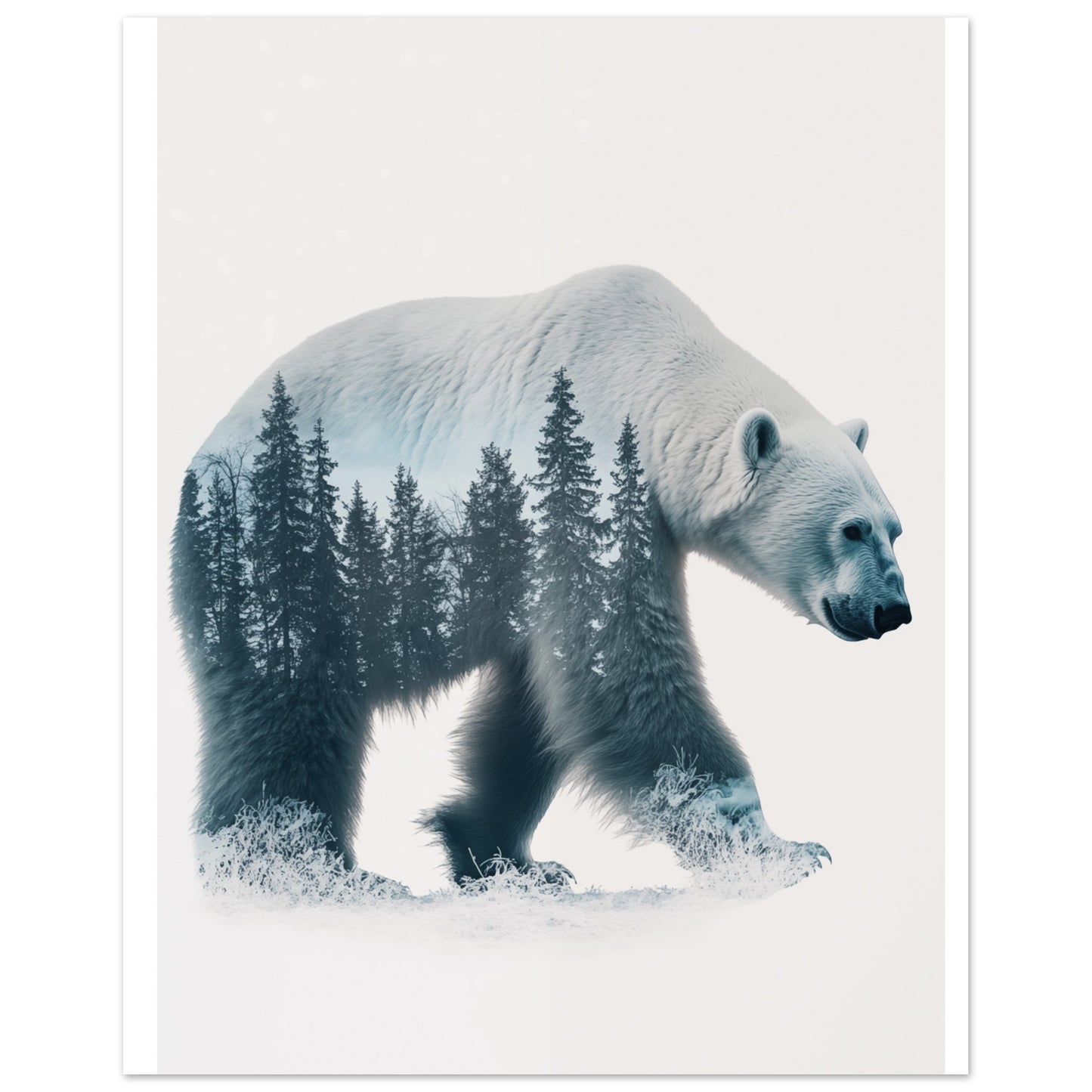 Eisbär im mystischen Winterwald 40x50 cm - Pixara