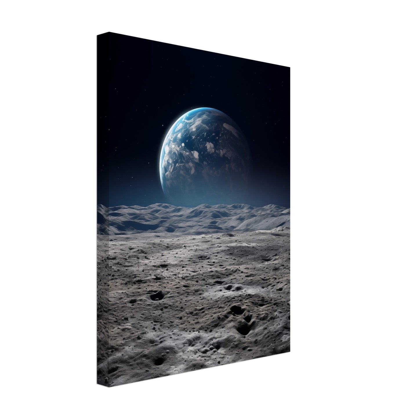 Mondlandschaft mit Erdsicht Leinwand 30x40 cm - Pixara