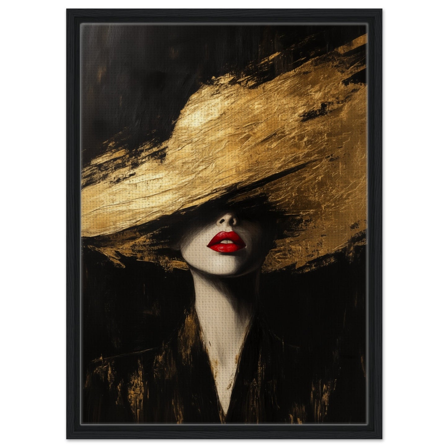 Goldene Eleganz | Gerahmte Leinwand Schwarzer Rahmen 50x70 cm - Pixara