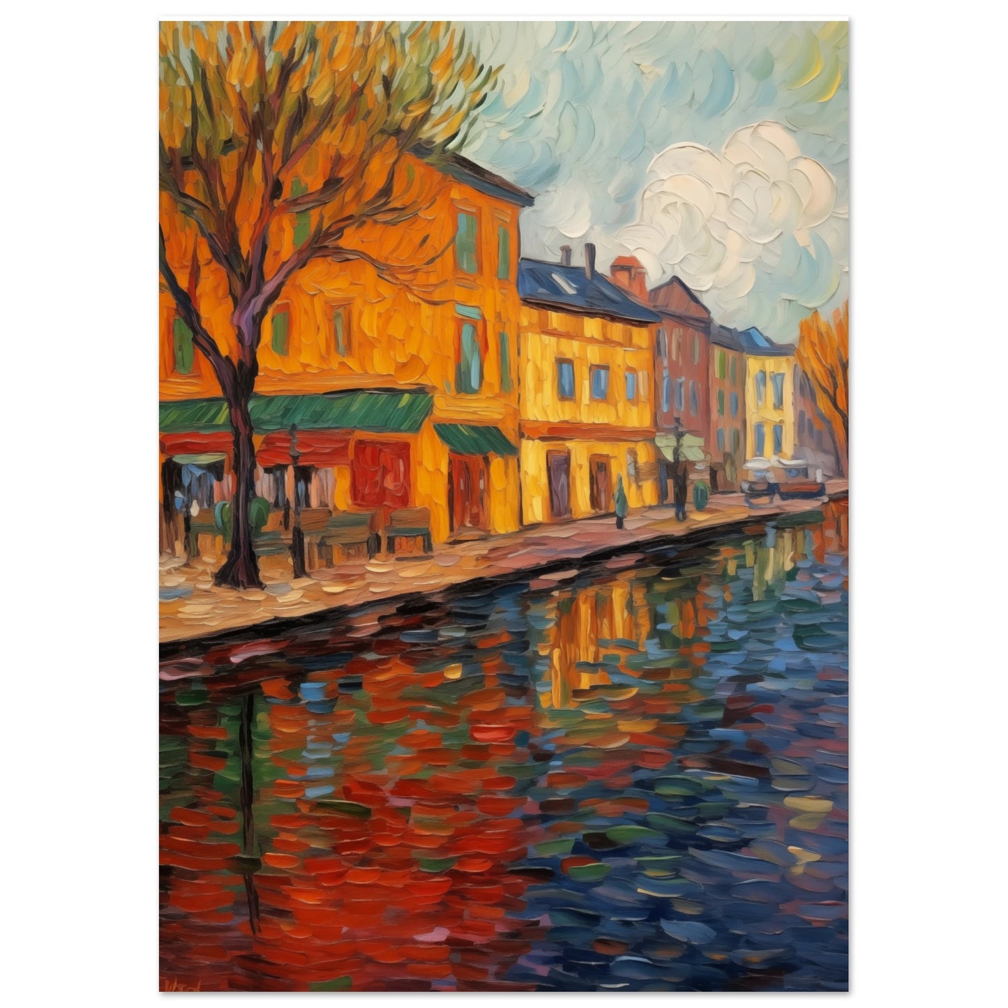 Impressionistische Stadtoase Poster A4 21x29.7 cm - Pixara
