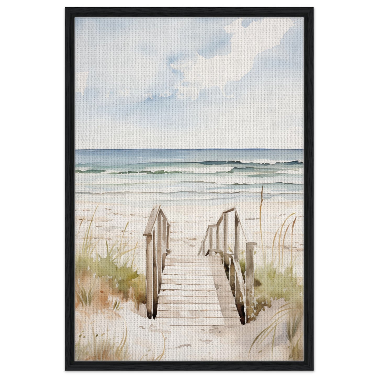 Strandzugang | Gerahmte Leinwand Schwarzer Rahmen 60x90 cm - Pixara