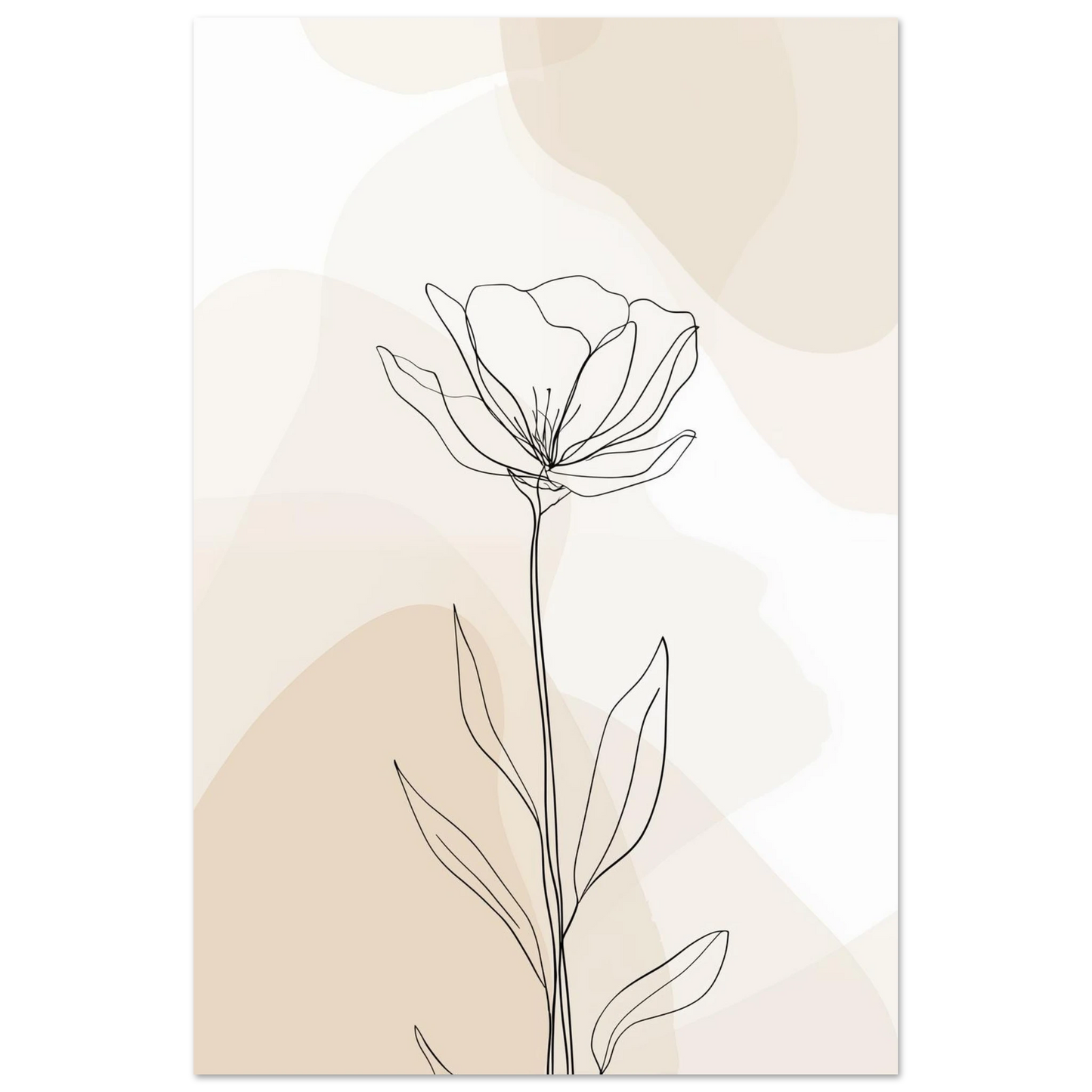 Minimalistische Blumenzeichnung Poster 60x90 cm - Pixara