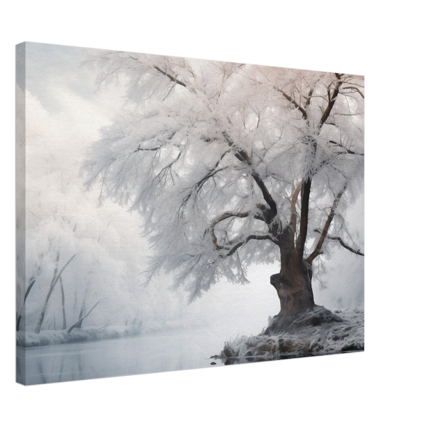 Wintertraum am See Leinwand 50x70 cm - Pixara