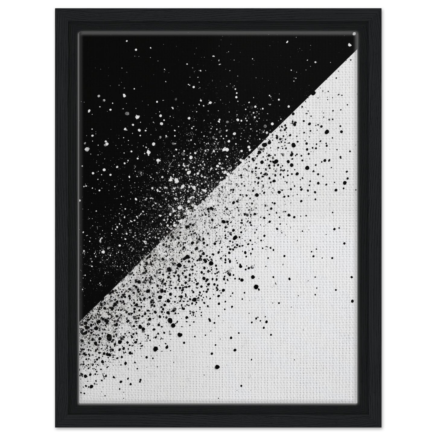 Schwarz-Weiß-Splitter 2 | Gerahmte Leinwand Schwarzer Rahmen 30x40 cm - Pixara