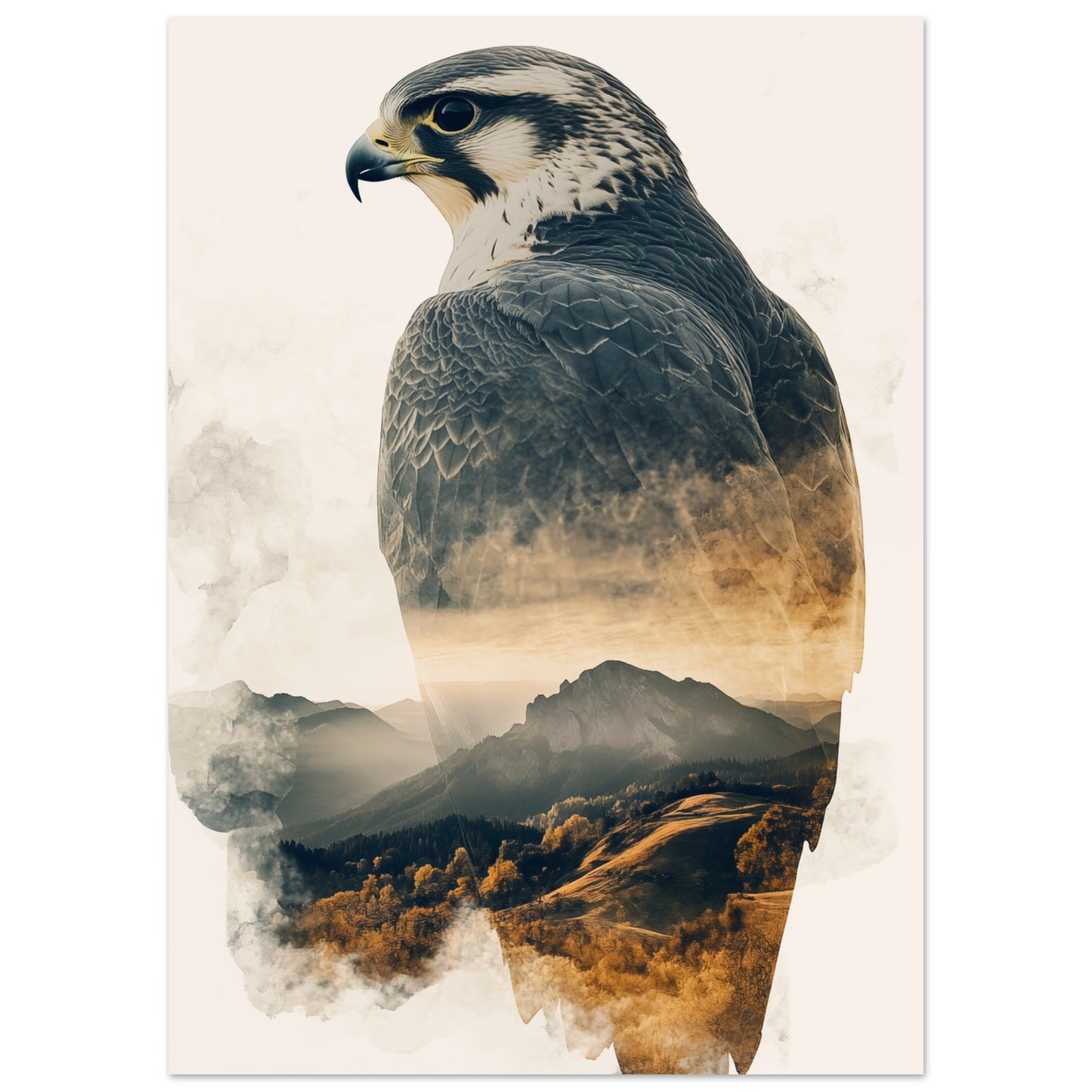 Doppelbelichtung Falke 50x70 cm - Pixara