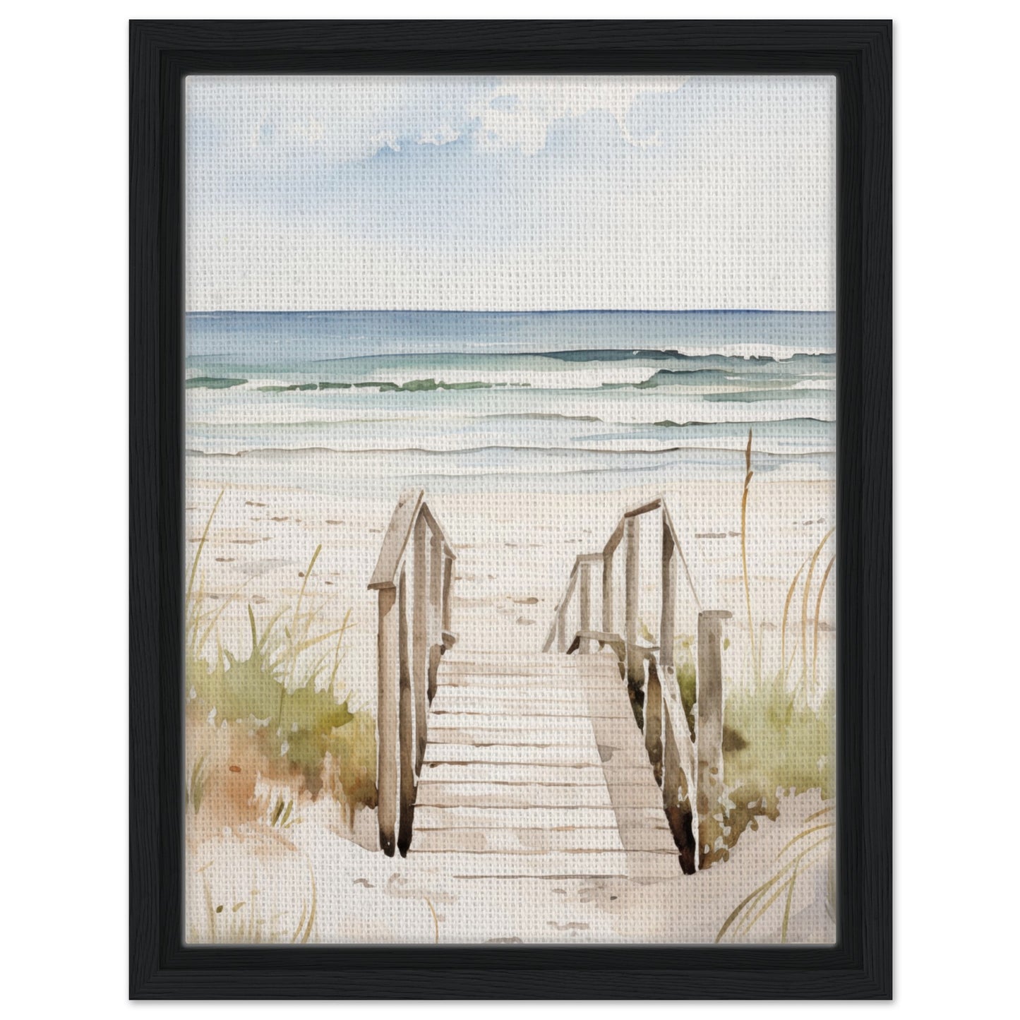 Strandzugang | Gerahmte Leinwand Schwarzer Rahmen 30x40 cm - Pixara