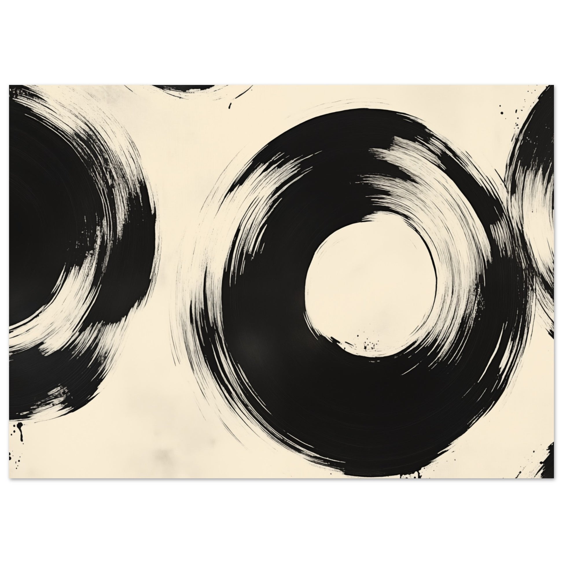 Zen-Kreise – Abstrakte Tintenmalerei 13x18 cm - Pixara