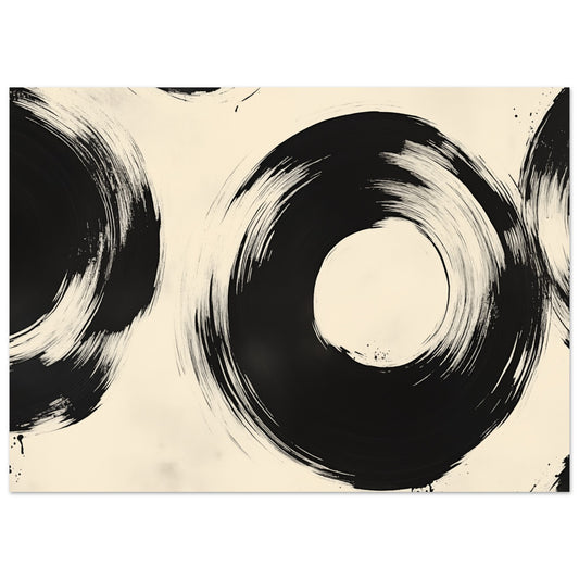 Zen-Kreise – Abstrakte Tintenmalerei 13x18 cm - Pixara