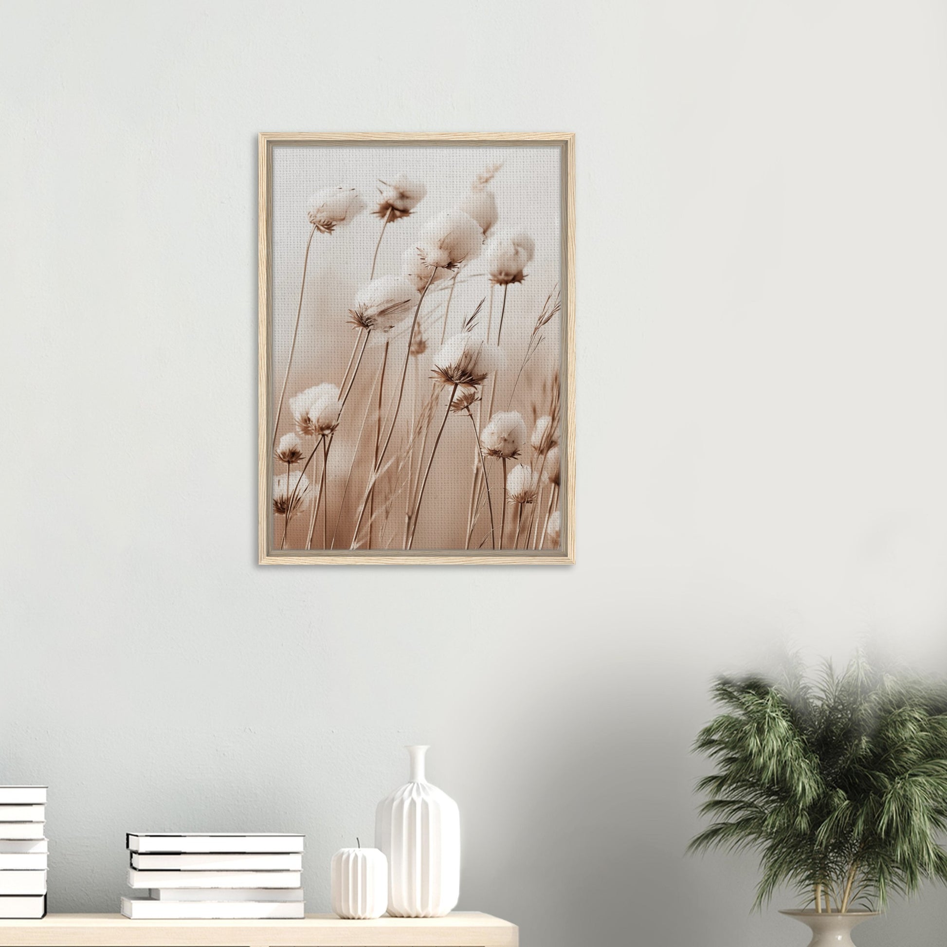 Flauschige Baumwollblumen | Gerahmte Leinwand - Pixara