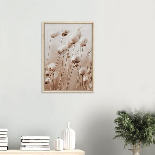 Flauschige Baumwollblumen | Gerahmte Leinwand - Pixara