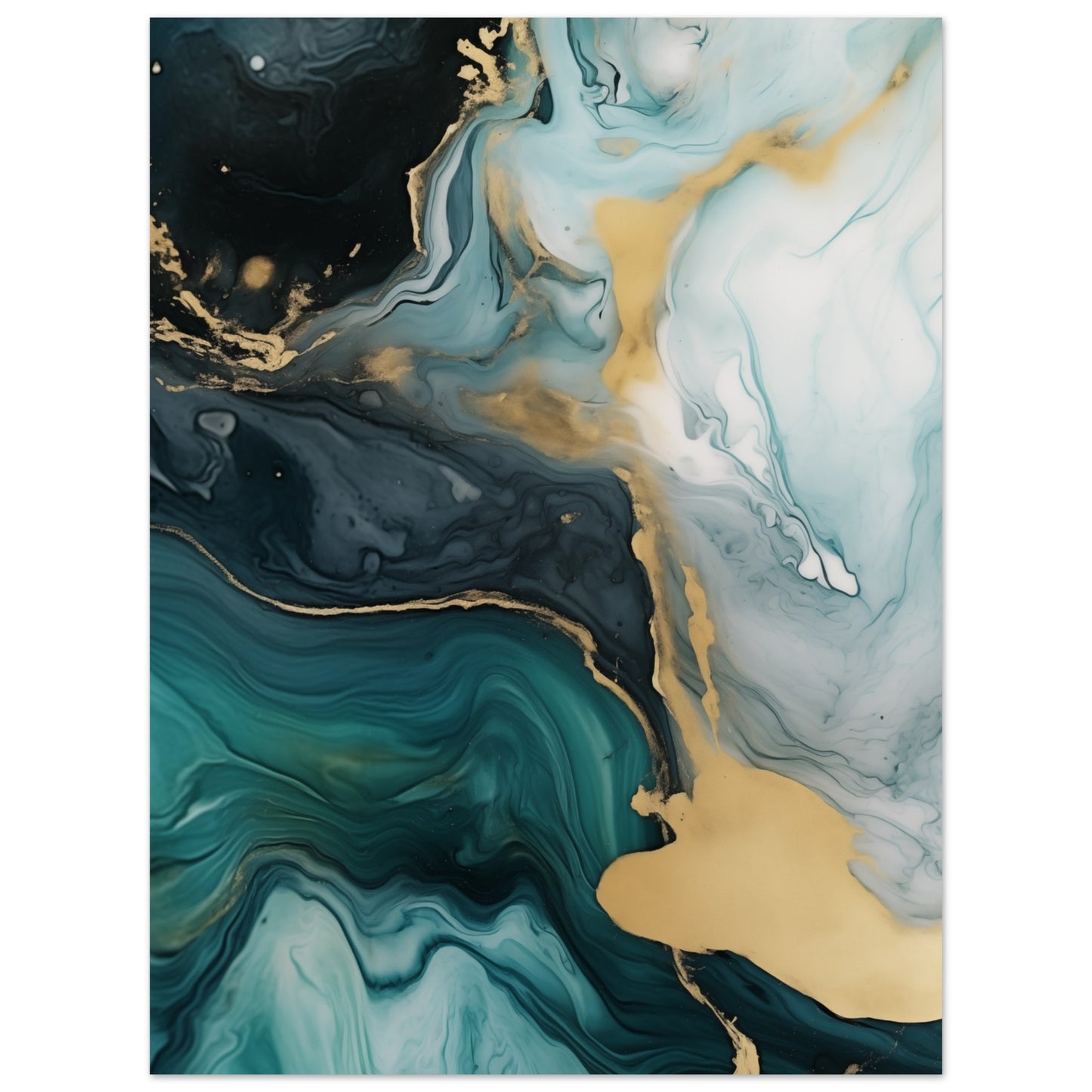 Azure Gold Swirl Poster 30x40 cm - Pixara