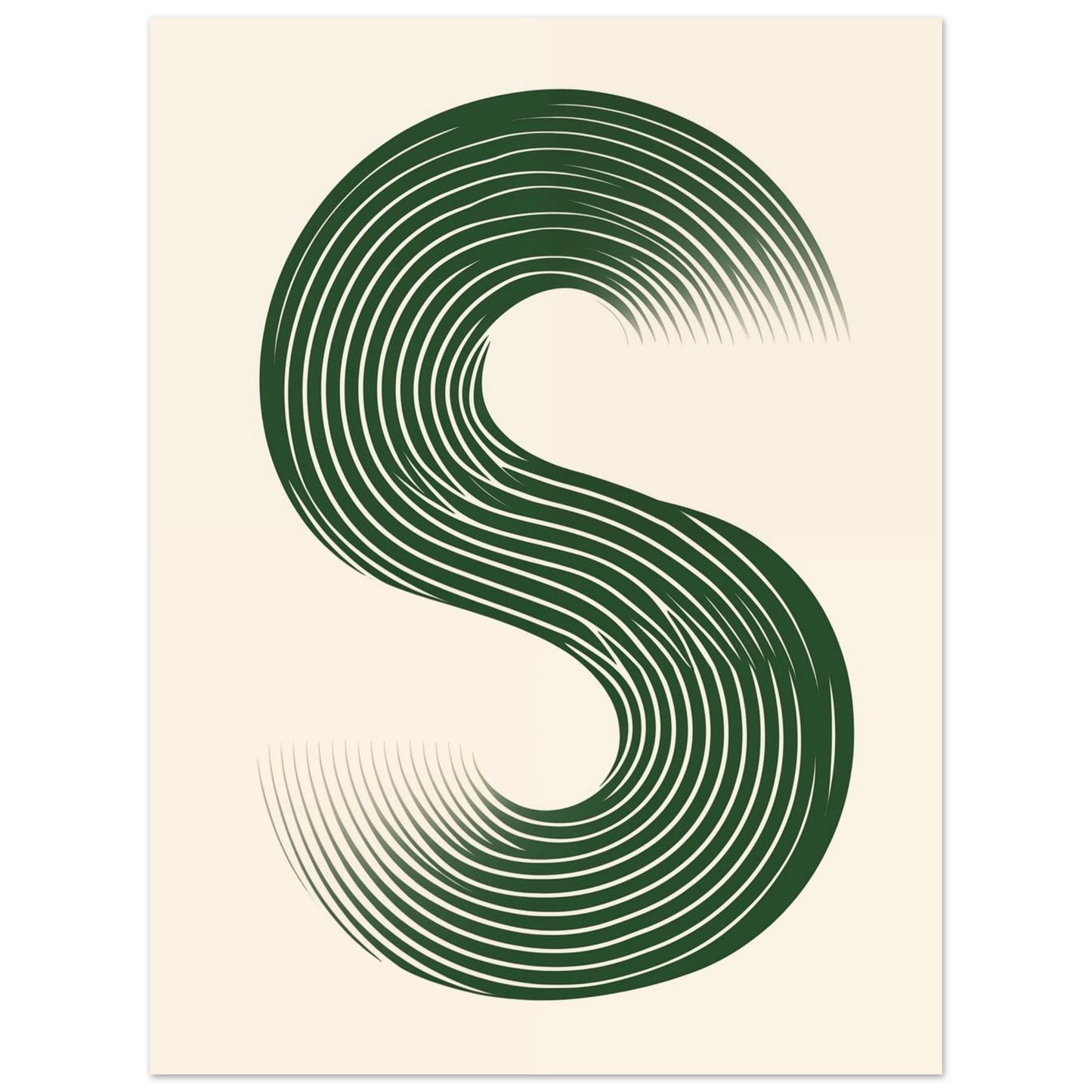 Minimalistisches S-Design in Grün und Weiß 30x40 cm - Pixara