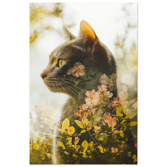Katze in poetischer Doppelbelichtung 60x90 cm - Pixara