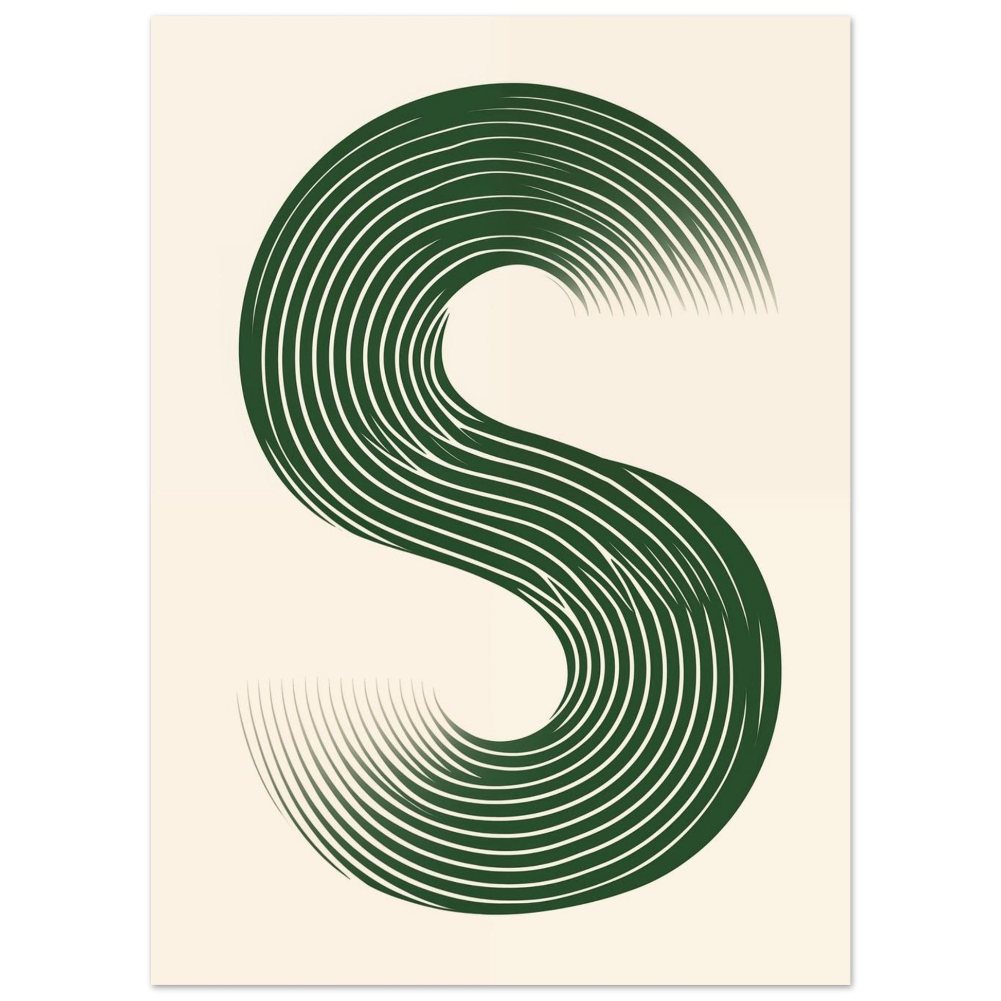 Minimalistisches S-Design in Grün und Weiß 13x18 cm - Pixara