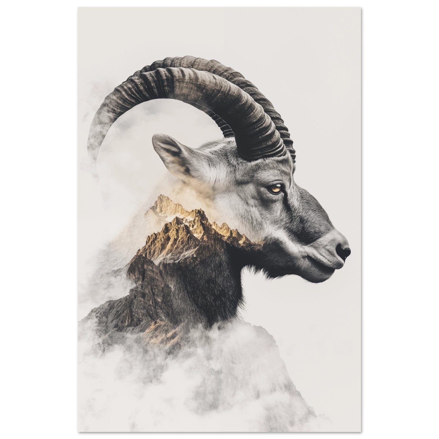 Eleganter Steinbock in Doppelbelichtung 60x90 cm - Pixara