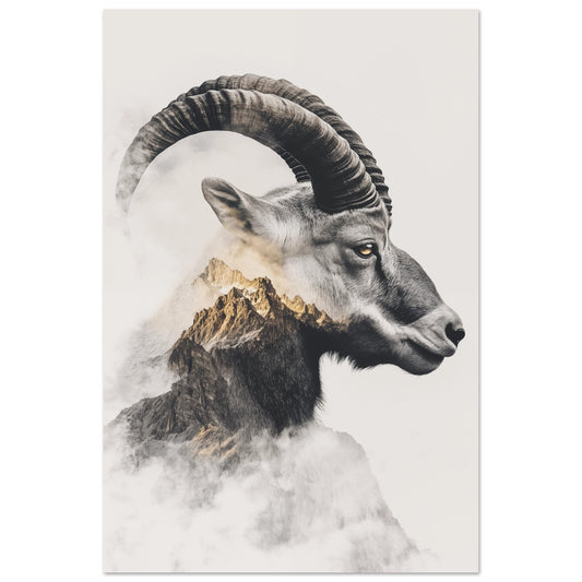 Eleganter Steinbock in Doppelbelichtung 60x90 cm - Pixara