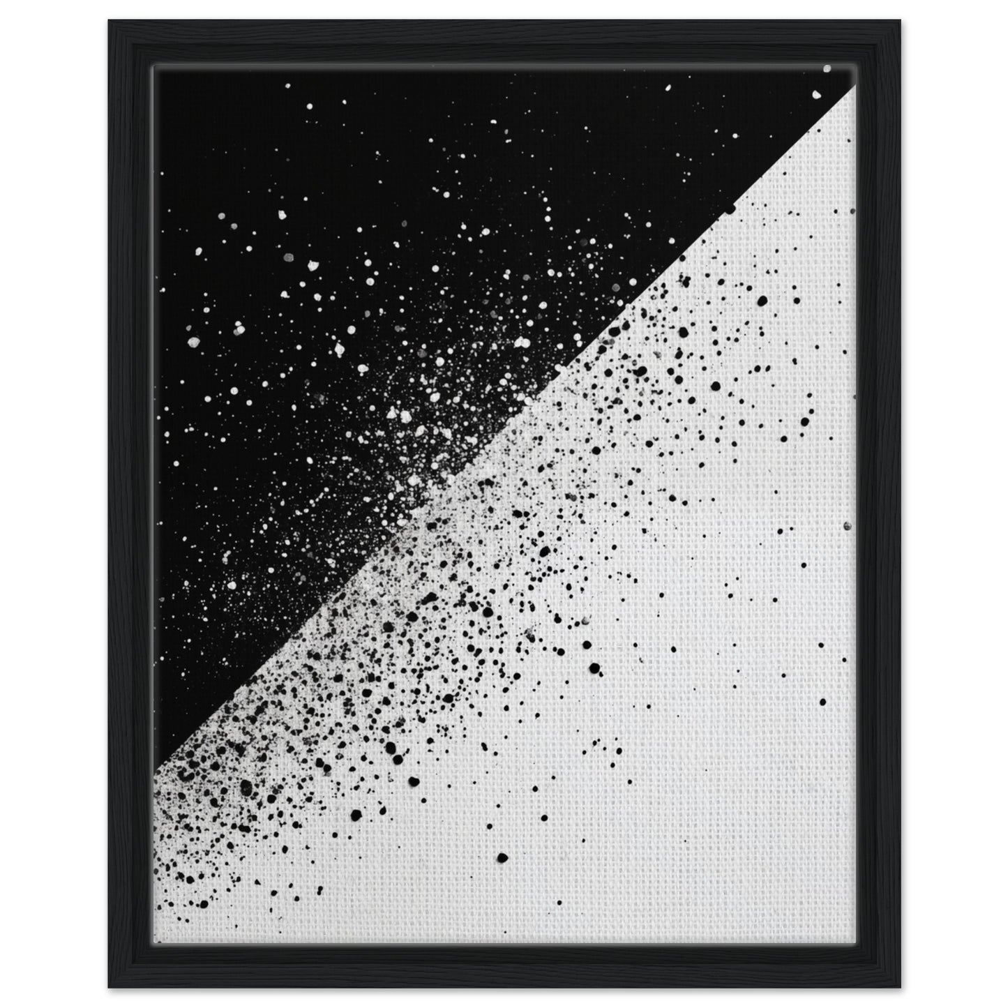 Schwarz-Weiß-Splitter 2 | Gerahmte Leinwand Schwarzer Rahmen 40x50 cm - Pixara